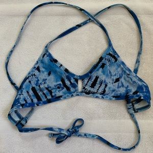 JOLYN blue print vent bikini tie-back top